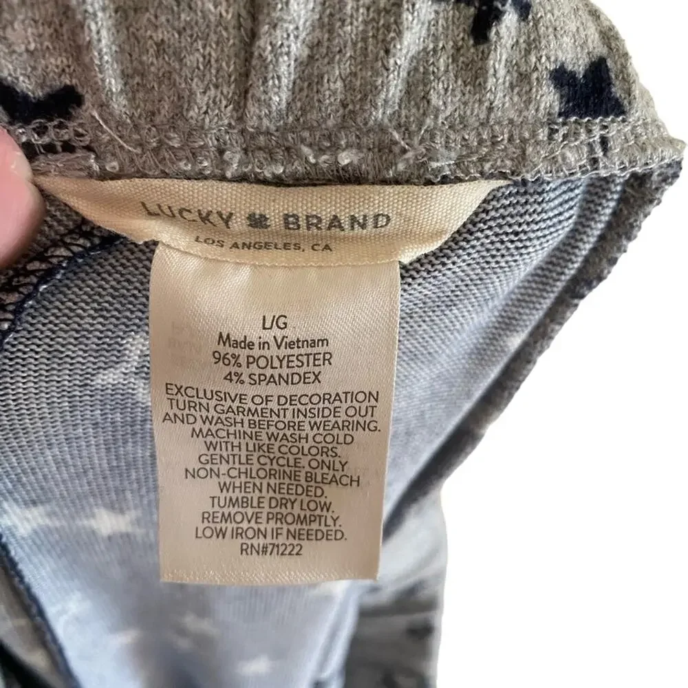 Lucky Brand Blue Gray Star Pajama Pants Large‎